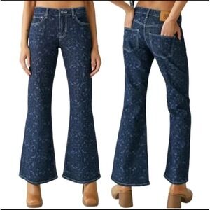 BDG Low Rise Flare Dark Wash Jeans Floral Ivy Patterned NEW Size 28